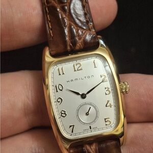 Hamilton Gold Case with Brown Strap Watch